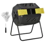 Outsunny 43 Gallon Dual-Chamber Rotating Compost Tumbler Yellow