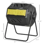 Outsunny 43 Gallon Dual-Chamber Rotating Compost Tumbler Yellow - Image 3