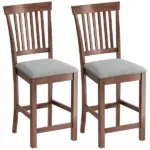 HOMCOM Counter Height Bar Stools with Padded Seat, High Back Kitchen Chairs Set of 2 for Dining Room, Gray and Dark Brown - Image 11