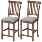 HOMCOM Counter Height Bar Stools with Padded Seat, High Back Kitchen Chairs Set of 2 for Dining Room, Gray and Dark Brown