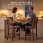 HOMCOM Counter Height Bar Stools with Padded Seat, High Back Kitchen Chairs Set of 2 for Dining Room, Gray and Dark Brown - Image 4