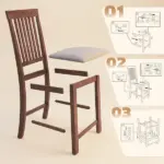 HOMCOM Counter Height Bar Stools with Padded Seat, High Back Kitchen Chairs Set of 2 for Dining Room, Gray and Dark Brown - Image 8