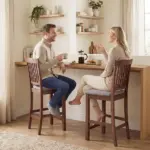 HOMCOM Counter Height Bar Stools with Padded Seat, High Back Kitchen Chairs Set of 2 for Dining Room, Gray and Dark Brown - Image 9
