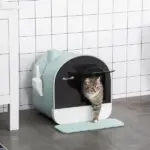 PawHut Covered Cat Litter Box, 17"x17"x18.5", Indoor with Lid, Tray, Scoop, Filter, Green - Image 2