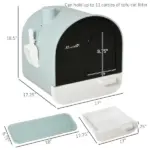 PawHut Covered Cat Litter Box, 17"x17"x18.5", Indoor with Lid, Tray, Scoop, Filter, Green - Image 3