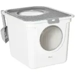 Covered Cat Litter Box, Easy Cleaning Kitty Litter Box with Front Entrance, Top Exit, Scoop, for Odor Control, White - Image 11