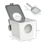 Covered Cat Litter Box, Easy Cleaning Kitty Litter Box with Front Entrance, Top Exit, Scoop, for Odor Control, White - Image 3