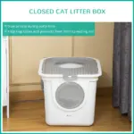 Covered Cat Litter Box, Easy Cleaning Kitty Litter Box with Front Entrance, Top Exit, Scoop, for Odor Control, White - Image 5