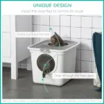 Covered Cat Litter Box, Easy Cleaning Kitty Litter Box with Front Entrance, Top Exit, Scoop, for Odor Control, White - Image 6