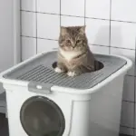 Covered Cat Litter Box, Easy Cleaning Kitty Litter Box with Front Entrance, Top Exit, Scoop, for Odor Control, White - Image 8