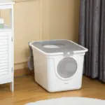 Covered Cat Litter Box, Easy Cleaning Kitty Litter Box with Front Entrance, Top Exit, Scoop, for Odor Control, White - Image 10