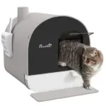 PawHut Covered Cat Litter Box, for Indoor use, with Tray, Scoop, Filter, 17"x17"x18.5", Light Gray - Image 11