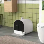 PawHut Covered Cat Litter Box, for Indoor use, with Tray, Scoop, Filter, 17"x17"x18.5", Light Gray - Image 10
