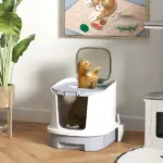Covered Cat Litter Box with Lid, Drawer, Scoop, Top Entry, Deodorizing Bags, Odor Control, Easy to Clean, Gray - Image 2