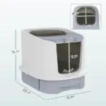 Covered Cat Litter Box with Lid, Drawer, Scoop, Top Entry, Deodorizing Bags, Odor Control, Easy to Clean, Gray - Image 3