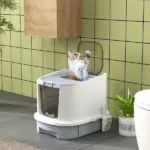 Covered Cat Litter Box with Lid, Drawer, Scoop, Top Entry, Deodorizing Bags, Odor Control, Easy to Clean, Gray - Image 10