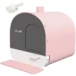 PawHut Covered Cat Litter Box with Lid, Scoop, and Filter, Compact Design, Pink