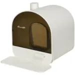 PawHut Covered Cat Litter Box with Lid, Scoop, and Filter, Sleek White - Image 11