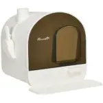PawHut Covered Cat Litter Box with Lid, Scoop, and Filter, Sleek White