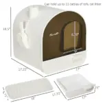 PawHut Covered Cat Litter Box with Lid, Scoop, and Filter, Sleek White - Image 3