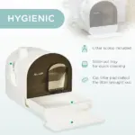 PawHut Covered Cat Litter Box with Lid, Scoop, and Filter, Sleek White - Image 4