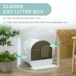 PawHut Covered Cat Litter Box with Lid, Scoop, and Filter, Sleek White - Image 5