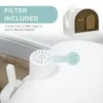 PawHut Covered Cat Litter Box with Lid, Scoop, and Filter, Sleek White - Image 6
