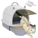 Covered Cat Litter Box with Lid, Scoop, Deodorizing Bags for Odor Control, Privacy, Easy to Clean, Gray - Image 11