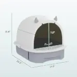 Covered Cat Litter Box with Lid, Scoop, Deodorizing Bags for Odor Control, Privacy, Easy to Clean, Gray - Image 3