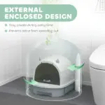 Covered Cat Litter Box with Lid, Scoop, Deodorizing Bags for Odor Control, Privacy, Easy to Clean, Gray - Image 4