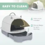 Covered Cat Litter Box with Lid, Scoop, Deodorizing Bags for Odor Control, Privacy, Easy to Clean, Gray - Image 5