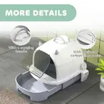 Covered Cat Litter Box with Lid, Scoop, Deodorizing Bags for Odor Control, Privacy, Easy to Clean, Gray - Image 7