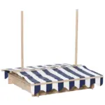 Outsunny Covered Wooden Sandbox with Adjustable Canopy, Convertible Bench Seat, and Backrests, Bottom Liner, Natural Blue - Image 14