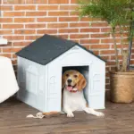 PawHut Cozy Pet House Water-Resistant Indoor/Outdoor Puppy Shelter Gray for Small/Medium Dogs Easy to Install - Image 2
