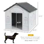 PawHut Cozy Pet House Water-Resistant Indoor/Outdoor Puppy Shelter Gray for Small/Medium Dogs Easy to Install - Image 3