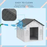 PawHut Cozy Pet House Water-Resistant Indoor/Outdoor Puppy Shelter Gray for Small/Medium Dogs Easy to Install - Image 5