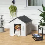 PawHut Cozy Pet House Water-Resistant Indoor/Outdoor Puppy Shelter Gray for Small/Medium Dogs Easy to Install - Image 10
