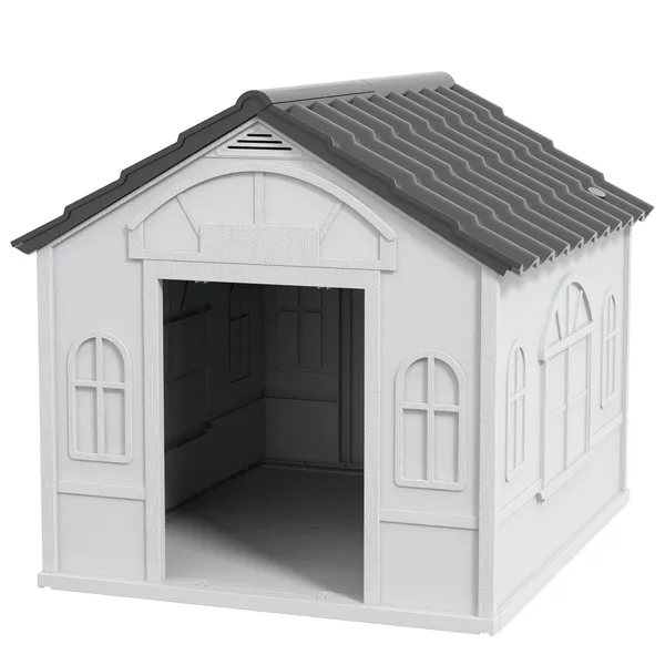 cozy-pet-house-water-resistant-indooroutdoor-puppy-shelter-gray-for-smallmedium-dogs-easy-to-install.webp PawHut Cozy Pet House Water-Resistant Indoor/Outdoor Puppy Shelter Gray for Small/Medium Dogs Easy to Install - Image 1
