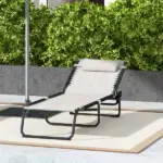 Outsunny Cream Recline Mesh Lounge, Outdoor Breathable Chaise Bed for Supreme Relaxation and Comfort - Image 11