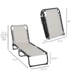 Outsunny Cream Recline Mesh Lounge, Outdoor Breathable Chaise Bed for Supreme Relaxation and Comfort - Image 3