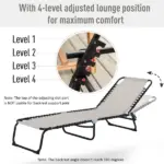 Outsunny Cream Recline Mesh Lounge, Outdoor Breathable Chaise Bed for Supreme Relaxation and Comfort - Image 4
