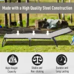 Outsunny Cream Recline Mesh Lounge, Outdoor Breathable Chaise Bed for Supreme Relaxation and Comfort - Image 5