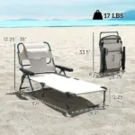 Outsunny Cream White Folding Lounge Chair with Reclining Back for Outdoor Relaxation - Image 3