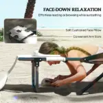 Outsunny Cream White Folding Lounge Chair with Reclining Back for Outdoor Relaxation - Image 4