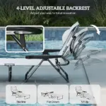 Outsunny Cream White Folding Lounge Chair with Reclining Back for Outdoor Relaxation - Image 5