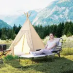Outsunny Cream White Folding Lounge Chair with Reclining Back for Outdoor Relaxation - Image 9