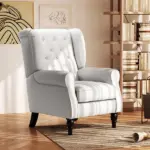 HOMCOM Cream White High Back Accent Chair with Wooden Legs, Removable Cushion for Living Room, Club, Bedroom - Image 2