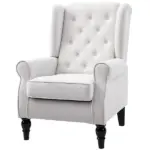 HOMCOM Cream White High Back Accent Chair with Wooden Legs, Removable Cushion for Living Room, Club, Bedroom - Image 11