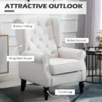 HOMCOM Cream White High Back Accent Chair with Wooden Legs, Removable Cushion for Living Room, Club, Bedroom - Image 4