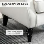 HOMCOM Cream White High Back Accent Chair with Wooden Legs, Removable Cushion for Living Room, Club, Bedroom - Image 6